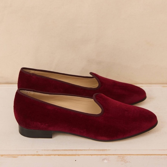 Vibi Venezia Burgundy Velvet Leather Loafers - Picture 2 of 3